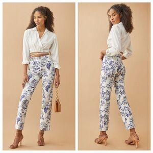 Reformation - Cynthia Toile High Rise Straight Jeans. Monaco Print